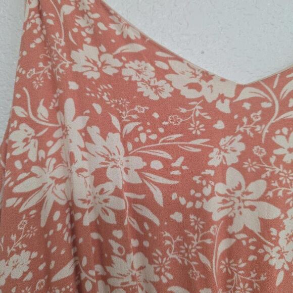 West Kei Women's Maxi Dress Orange Cream Floral V-Neck Flowy Fully Lined Size M - Picture 4 of 9